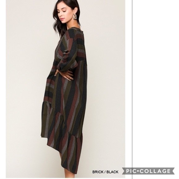 SALE!! 2 Left! Brick, Black & Gray High Low Dress - Picture 3 of 3